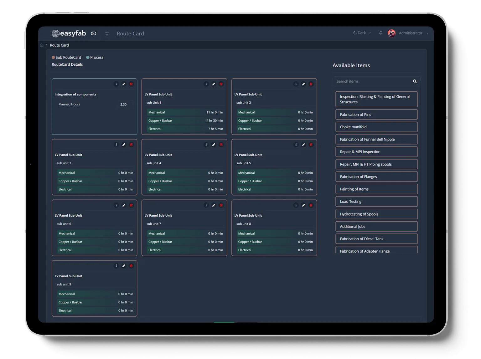 Route card builder