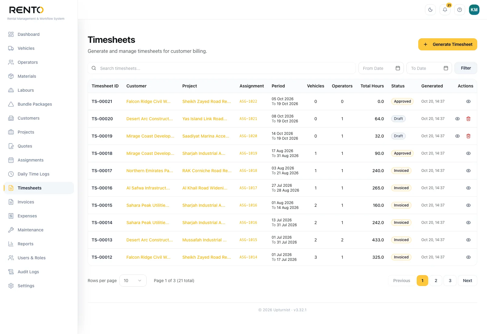Timesheets